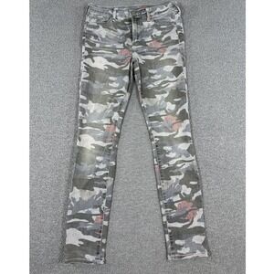 True Religion Jeans Women's Size 28 Gray Camo Floral Halle Mid-Rise Super Skinny